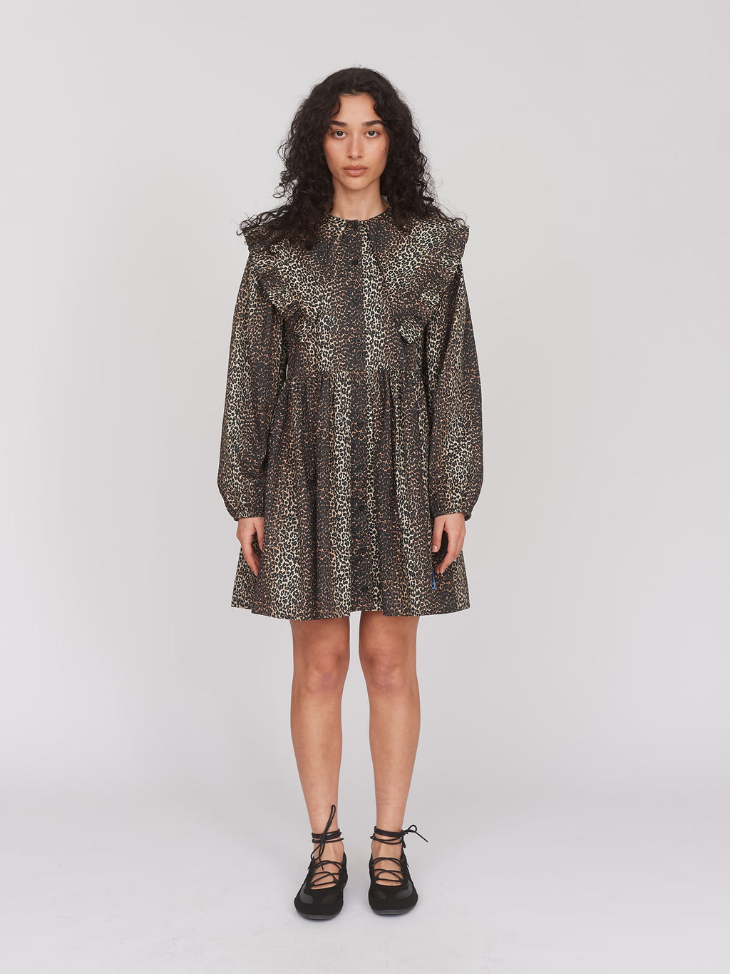 Leopard Ruffle Collar Mini Dress Lazy Oaf Leopard Ruffle Collar Mini Dress Lazy Oaf