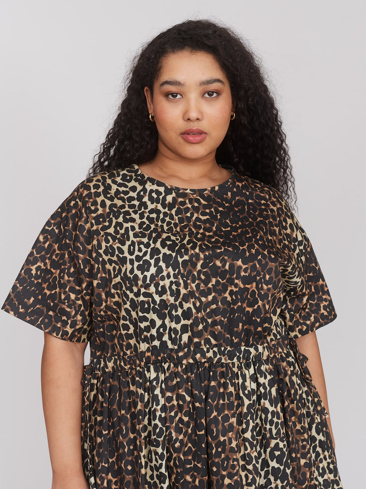 Leopard Side Tie Midi Dress