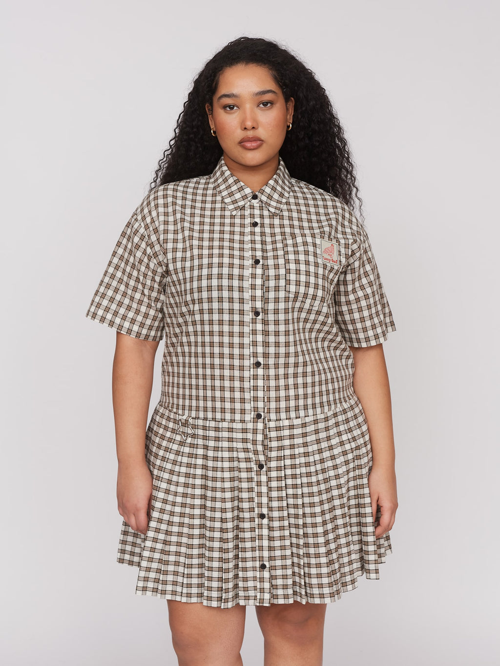 Pleated Check Shirt Dress Lazy Oaf Pleated Check Shirt Dress Lazy Oaf