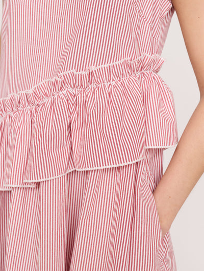 Asymmetric Pinstripe Midi Dress