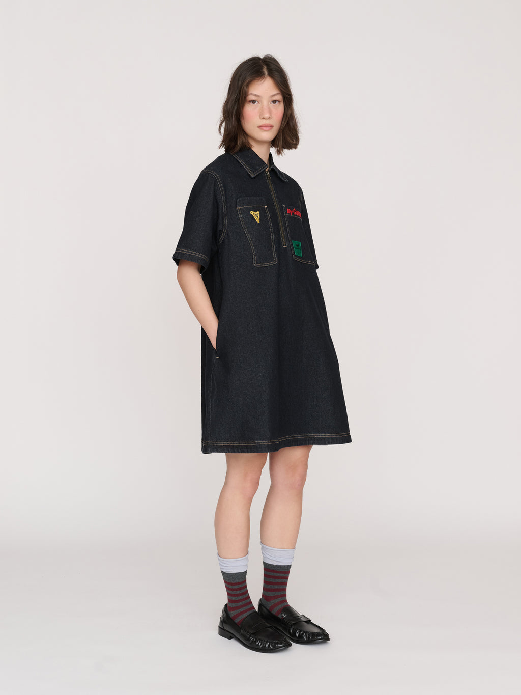 lazy oaf denim dress Food Tech Dress Lazy Oaf