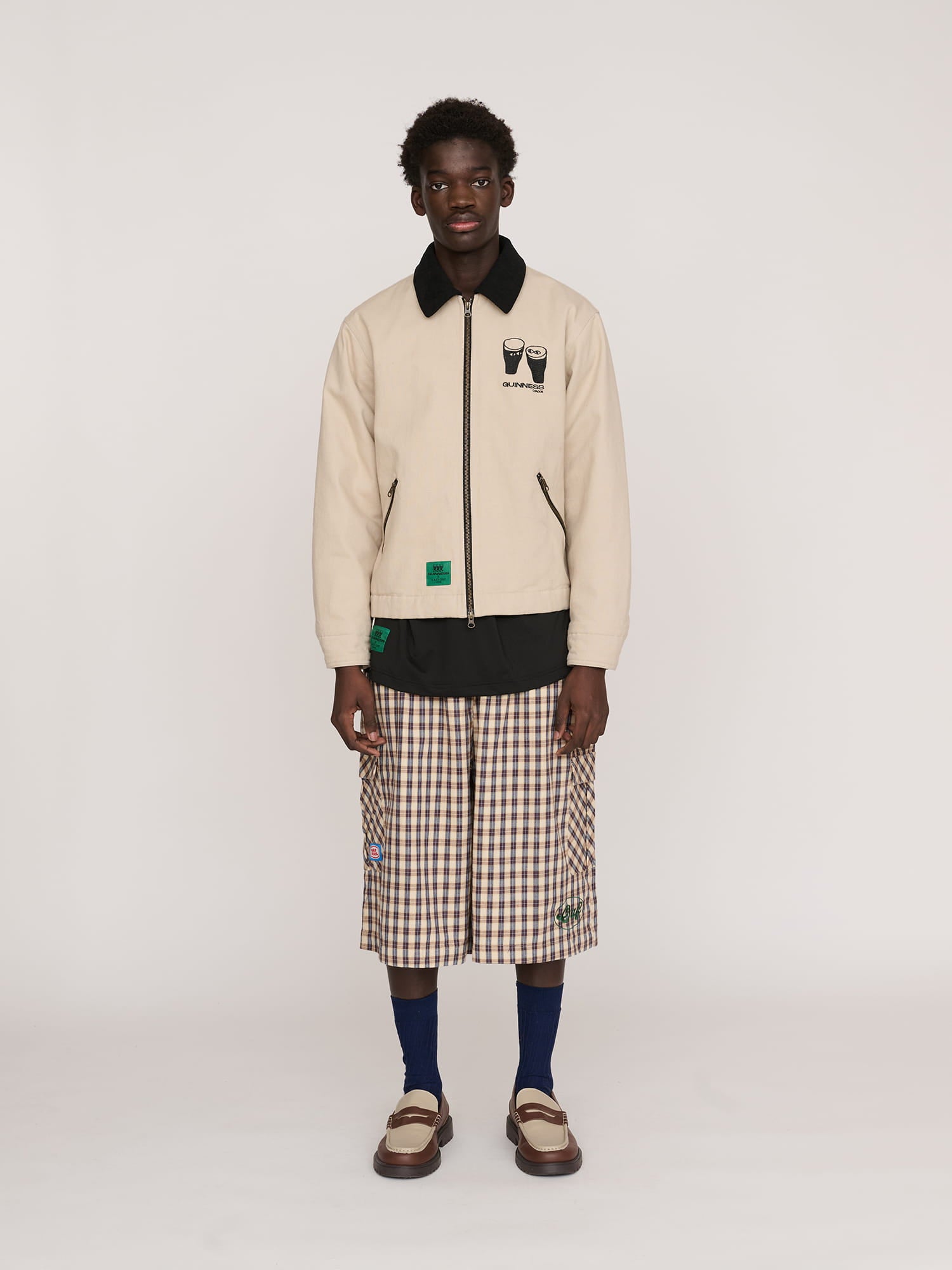グーフィー スタジャン Guinness x Lazy Oaf Zip Twill Jacket