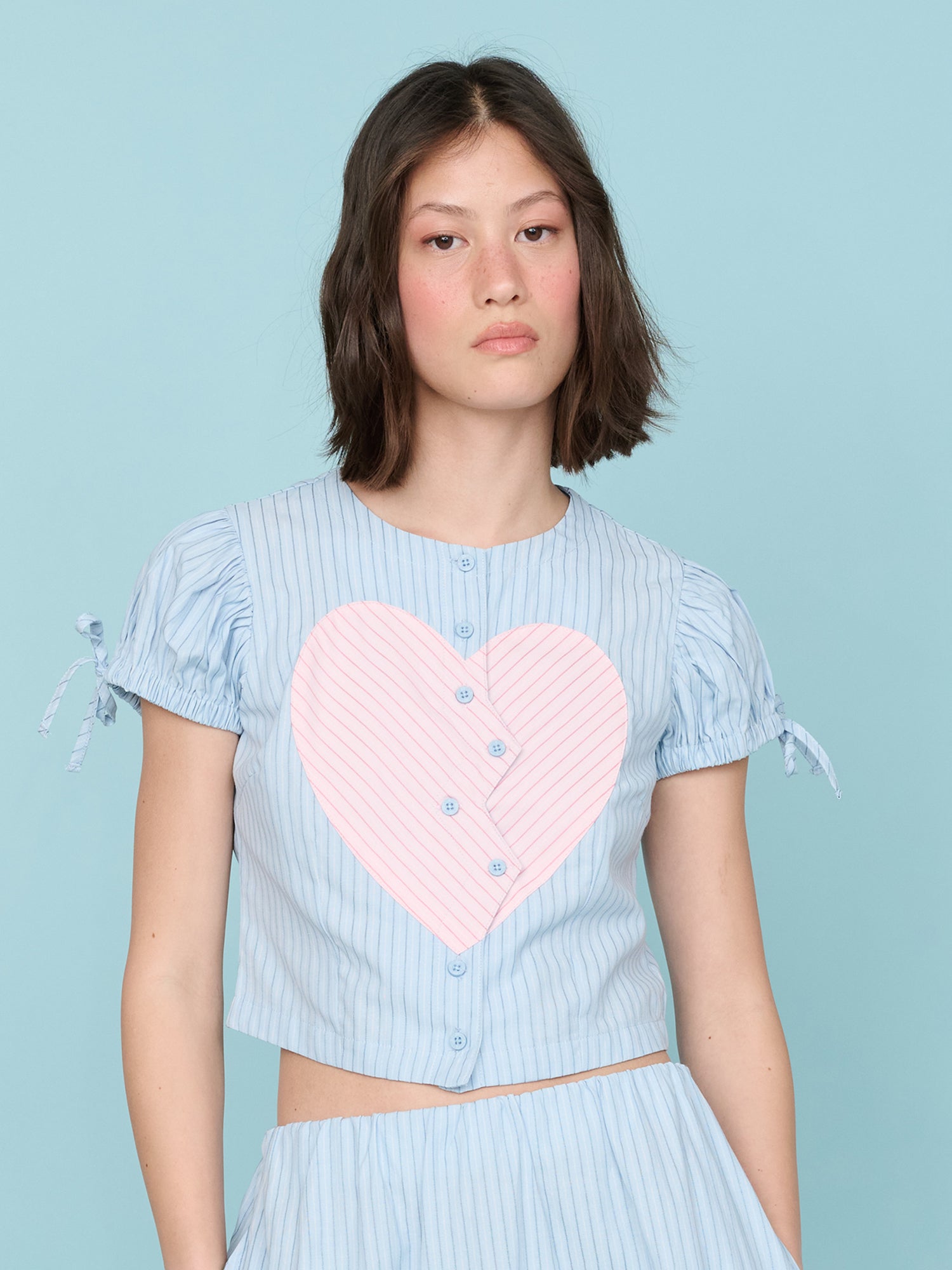 Lazy oaf  ハート刺繍シャツ Happy Heart Bowling Shirt – Lazy Oaf
