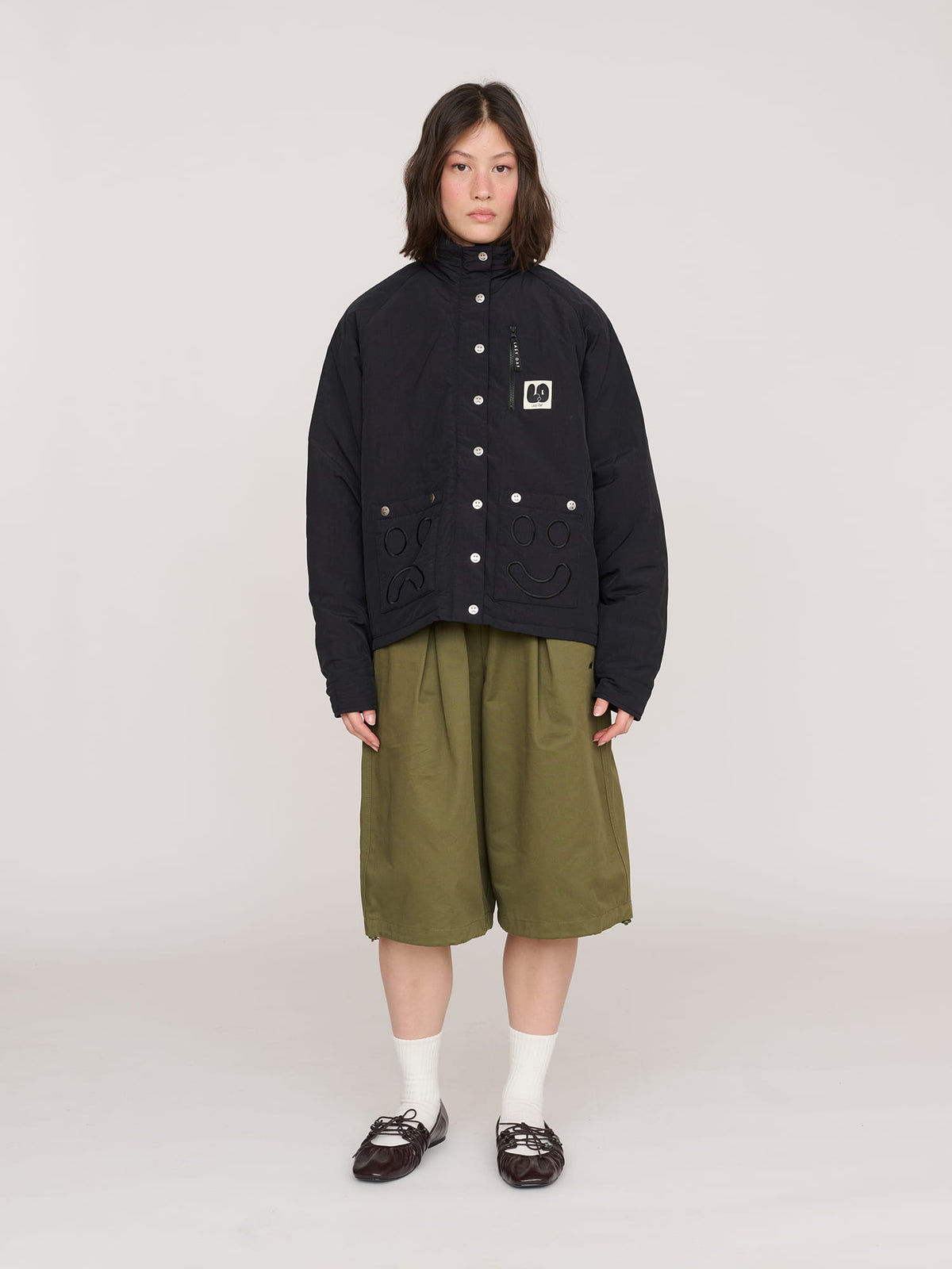 Short Wadded Happy Sad Jacket