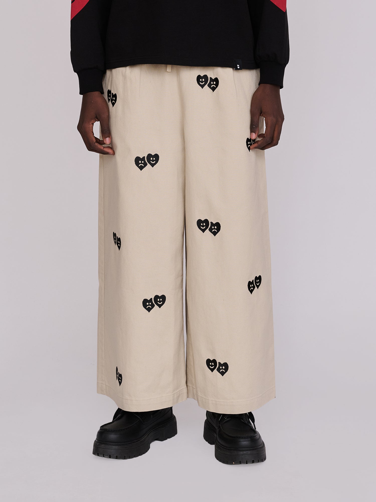 Trev Heart Felt Wide Leg Trousers – Lazy Oaf
