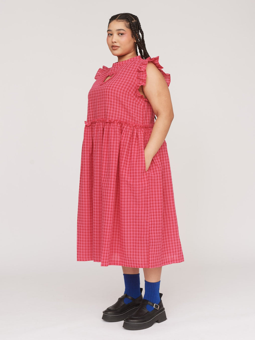 lazy oaf red heart dress Lazy Oaf Button Front Shirt Dress With All Over Heart Print