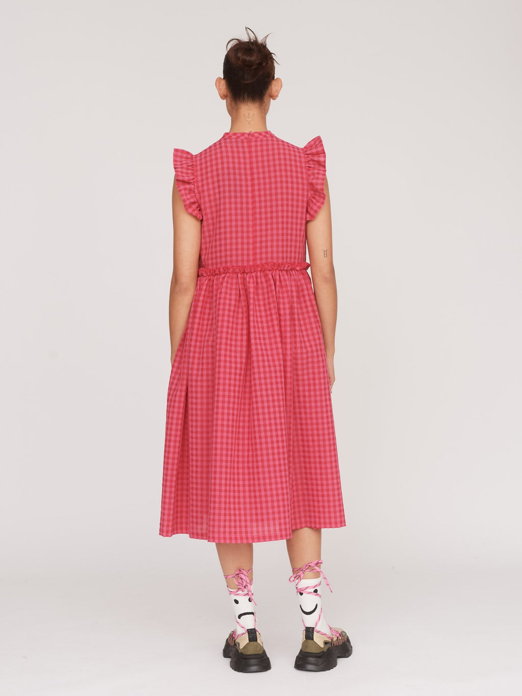 lazy oaf pink gingham dress Lazy Oaf: Cute Retro Pink Heart Gingham Dress, This