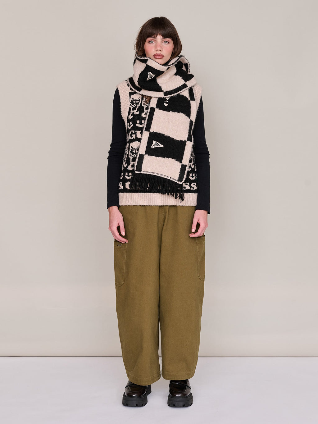 Guinness x Lazy Oaf Checkered Pint Knitted Scarf