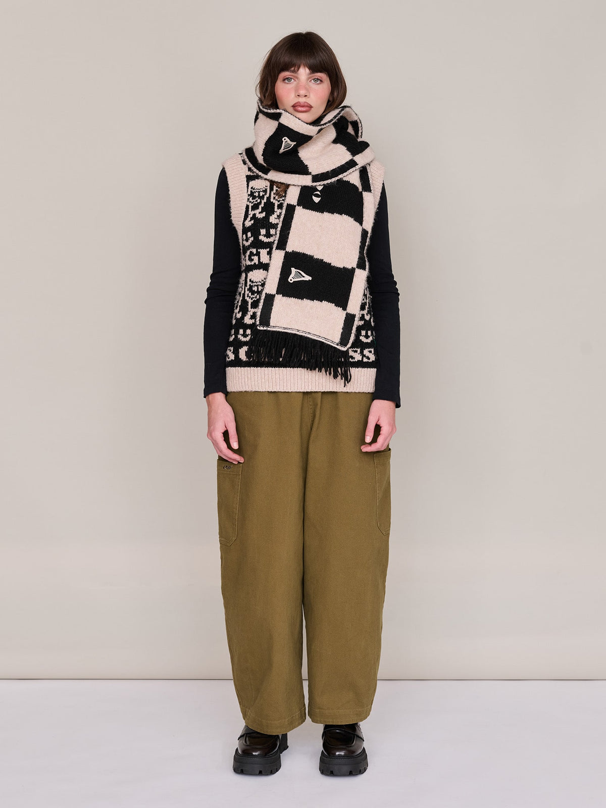 Guinness x Lazy Oaf Checkered Pint Knitted Scarf