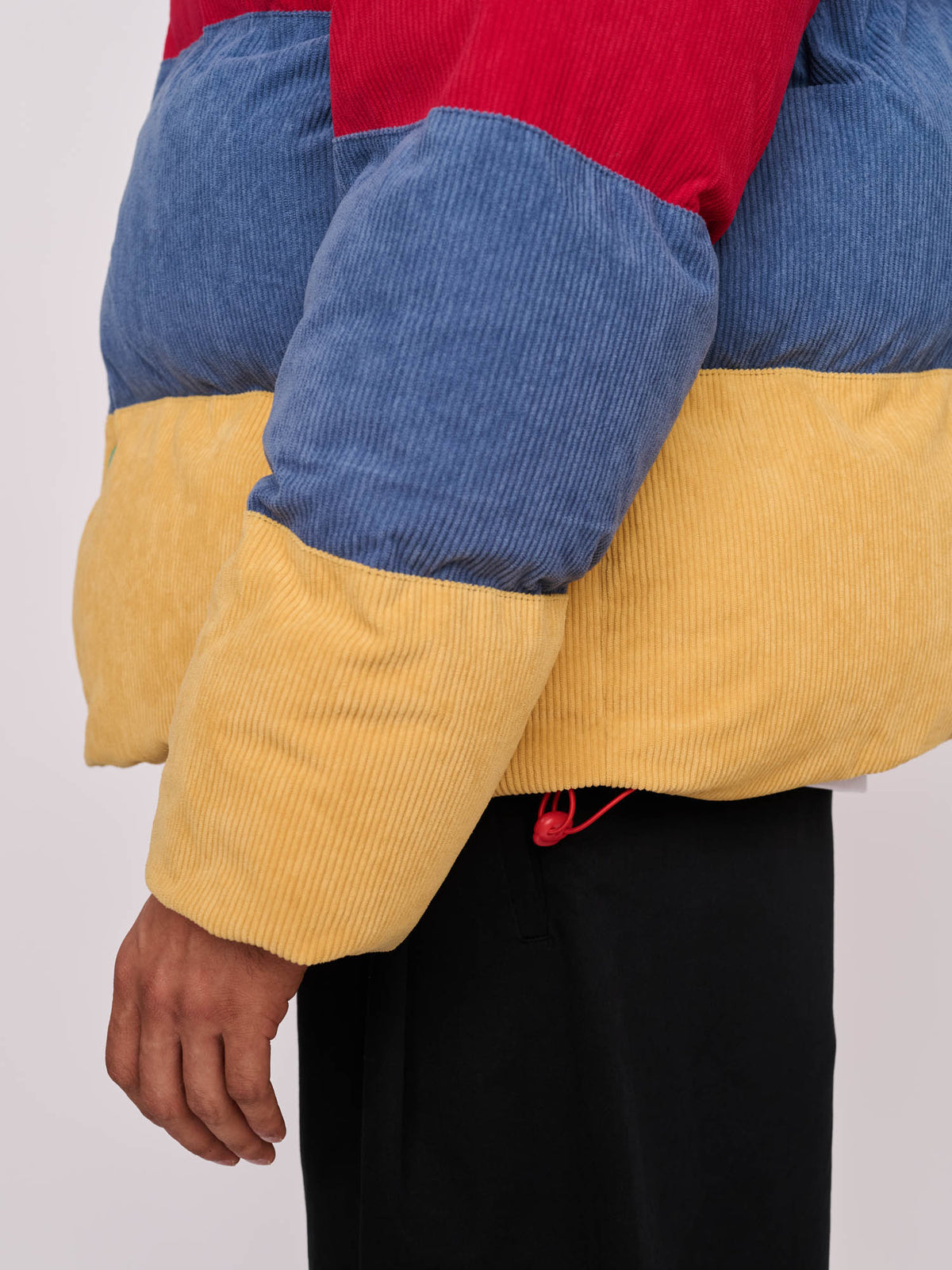 Colour Block Cord Puffer Jacket