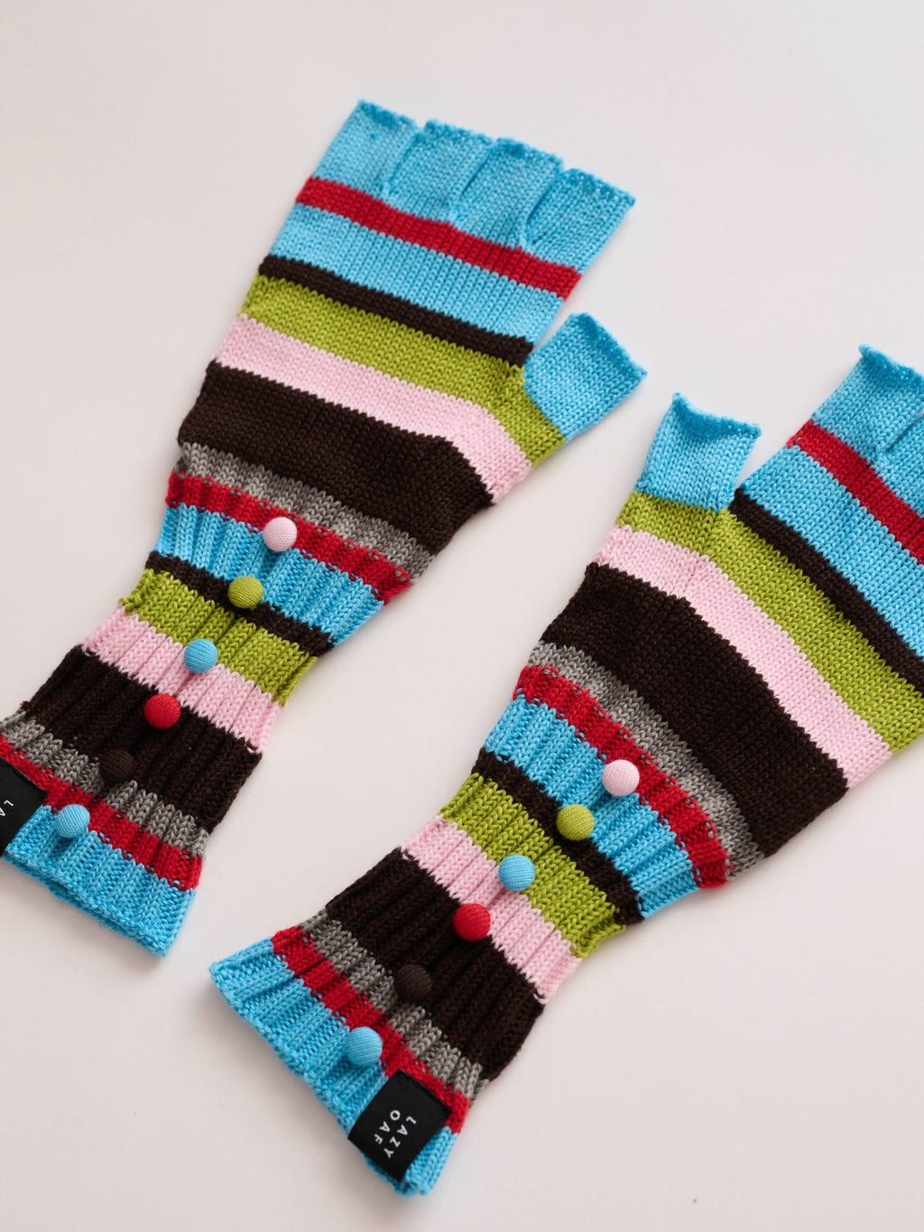 Stripey Button Up Gloves