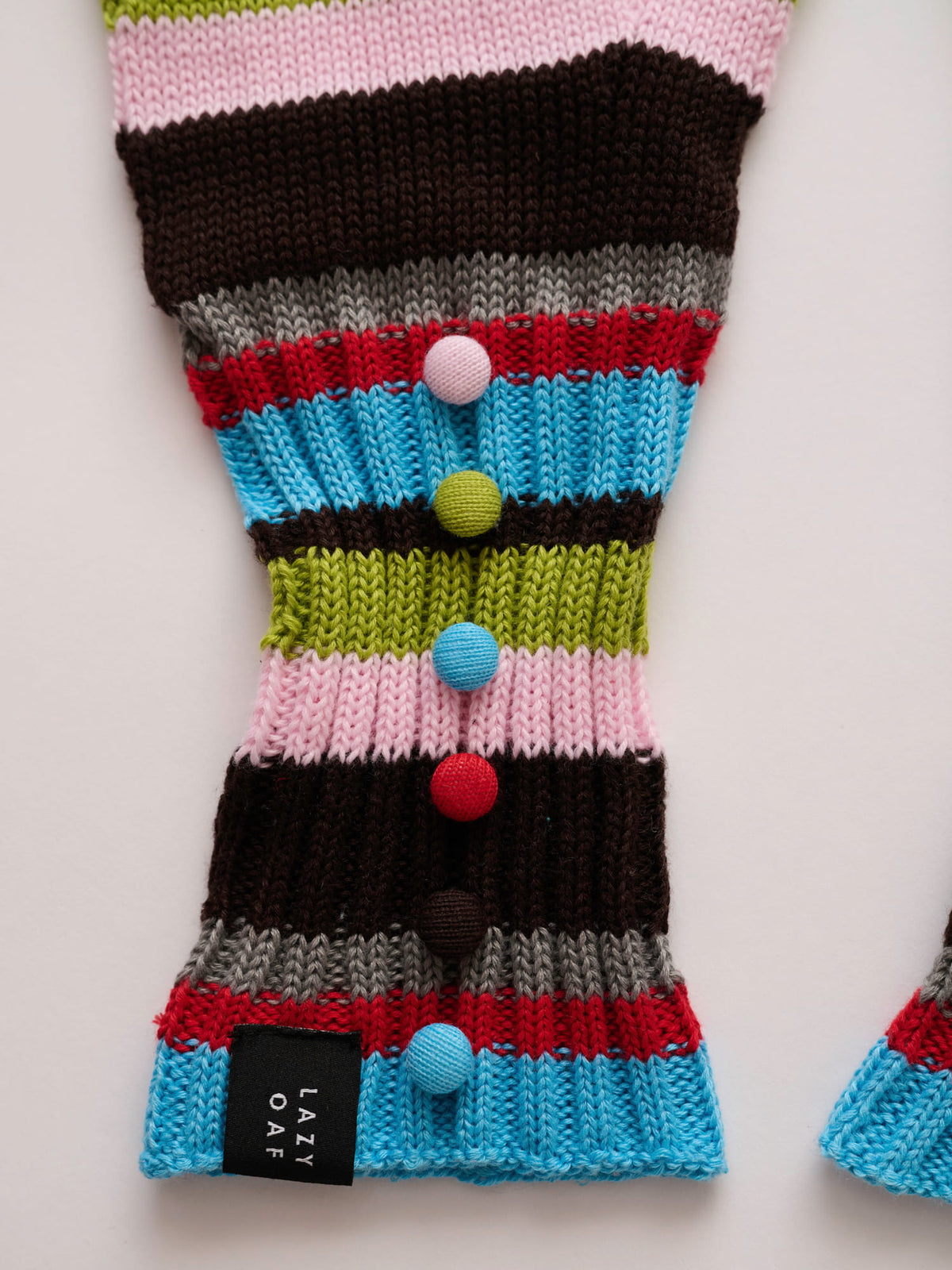 Stripey Button Up Gloves