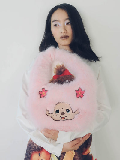 Monchhichi x Lazy Oaf Mini Pink Floofy Bag