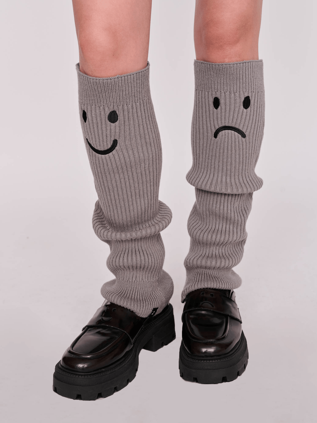 Happy Sad Grey Leg Warmers
