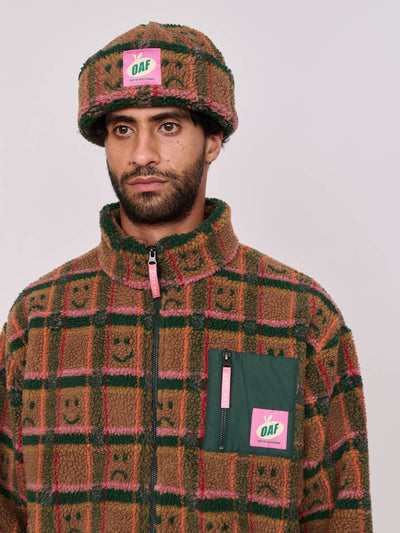 Happy Sad Check Fleece Hat