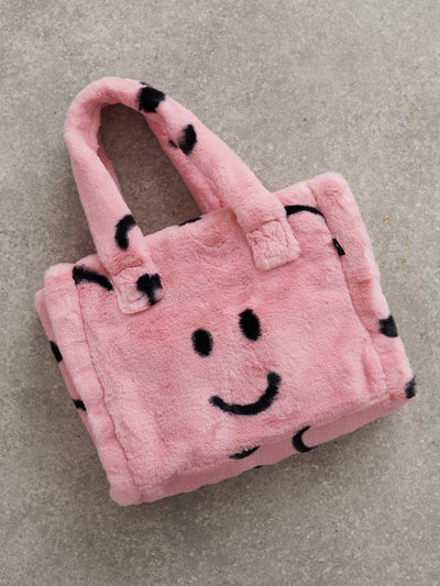Happy Sad Faux Furry Bag