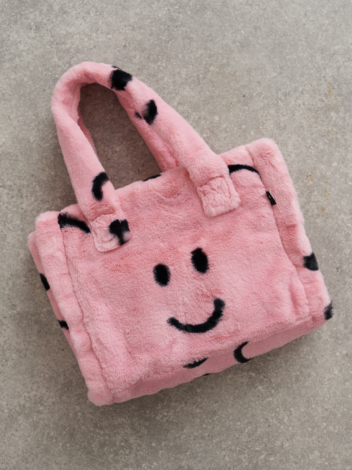 Happy Sad Faux Furry Bag
