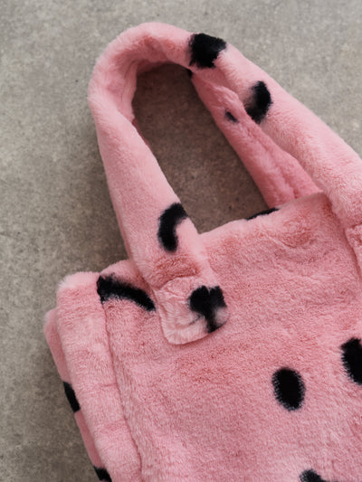 Happy Sad Faux Furry Bag