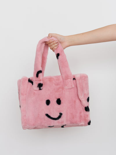 Happy Sad Faux Furry Bag