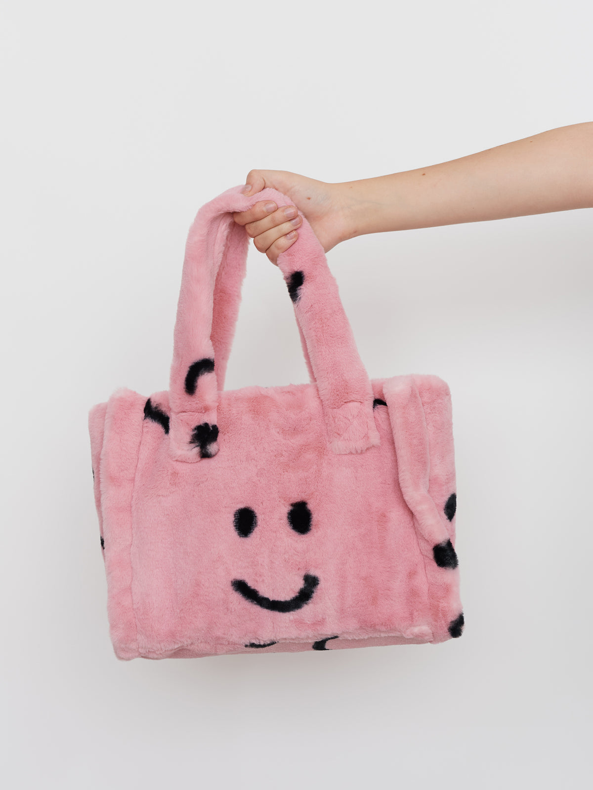 Happy Sad Faux Furry Bag