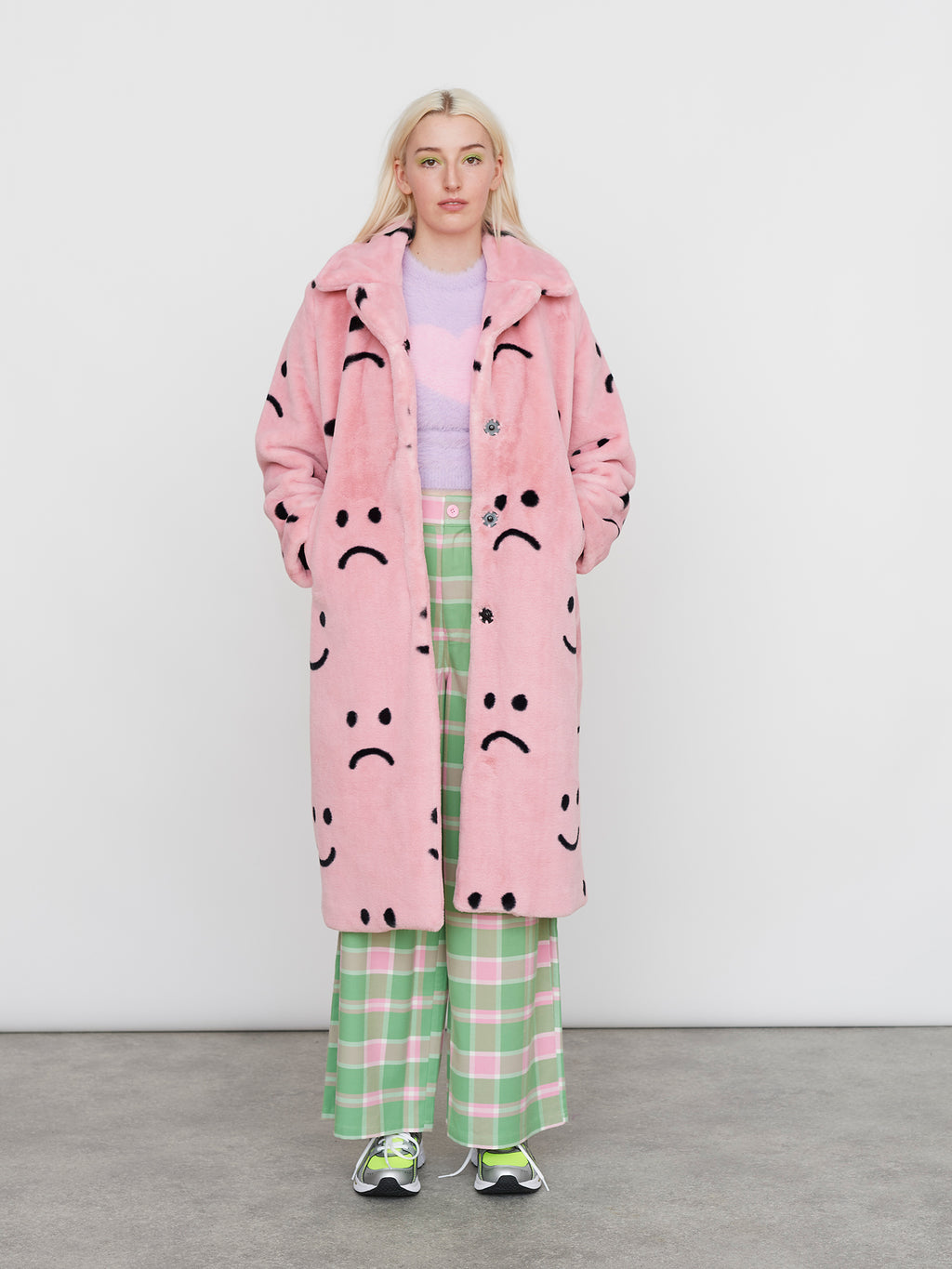 Happy Sad Faux Fur Coat