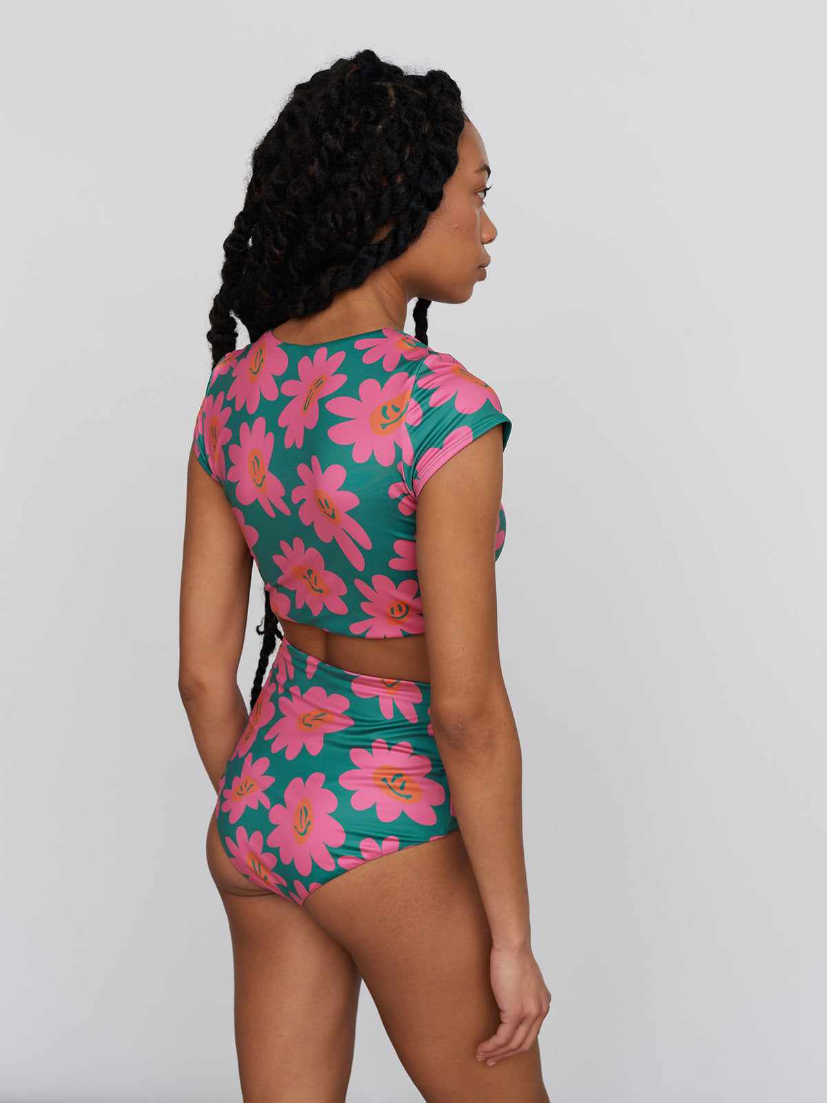 Warped Flower Face Bikini Top