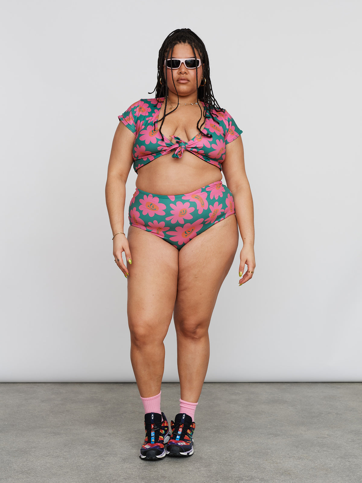 Warped Flower Face Bikini Top