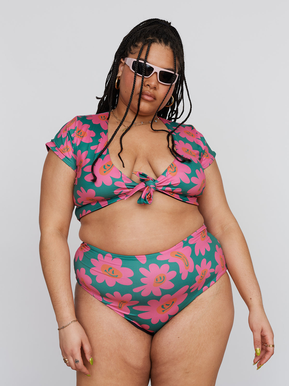 Warped Flower Face Bikini Bottoms