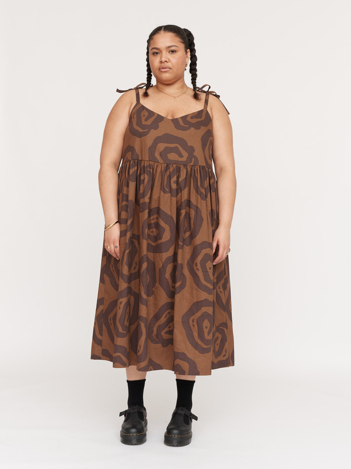 Spiralling Tie Shoulder Dress