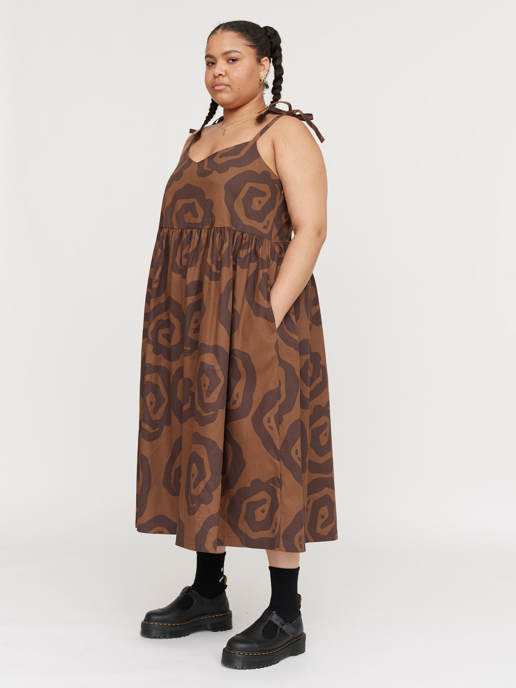 Spiralling Tie Shoulder Dress