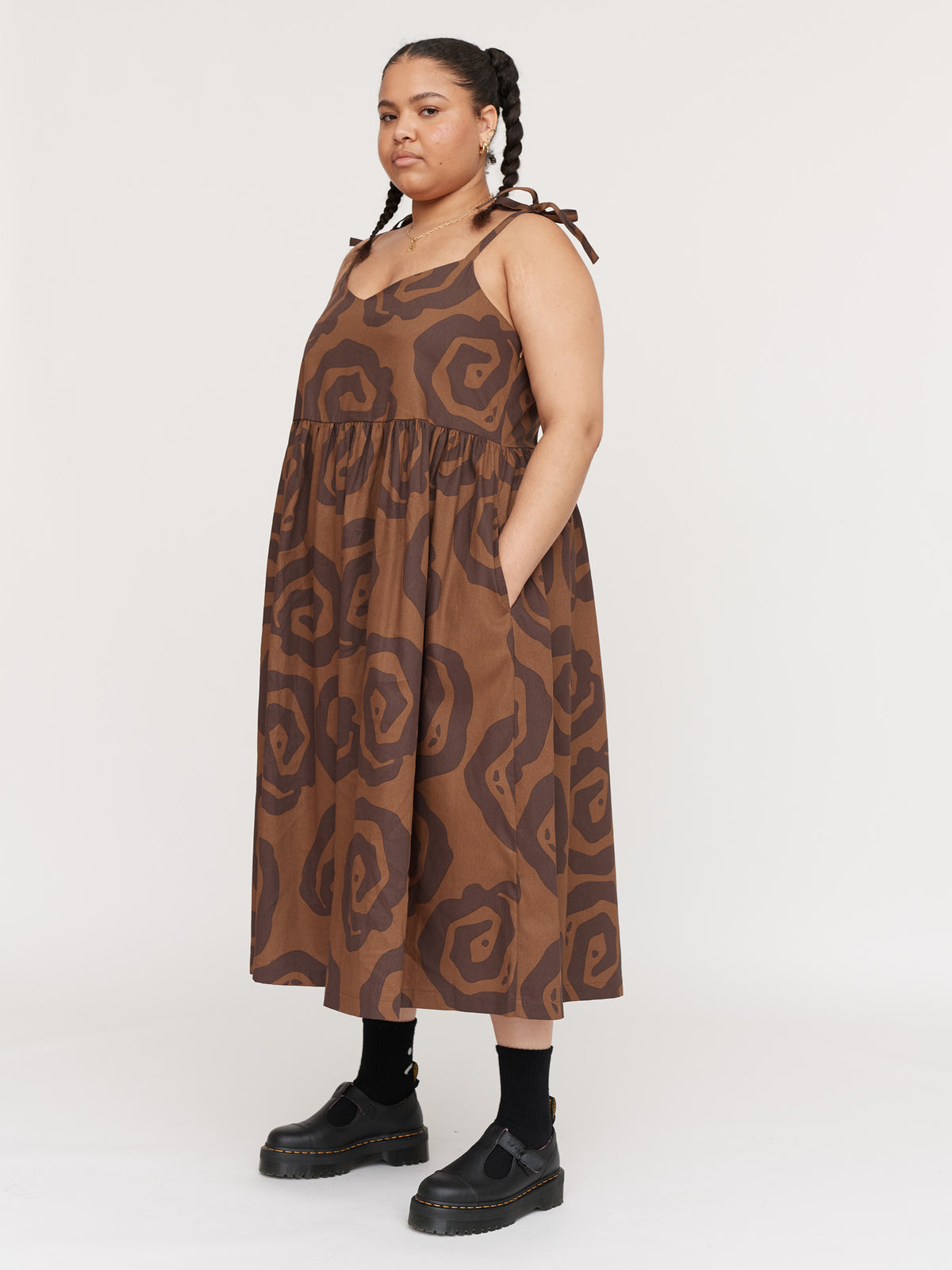 Spiralling Tie Shoulder Dress