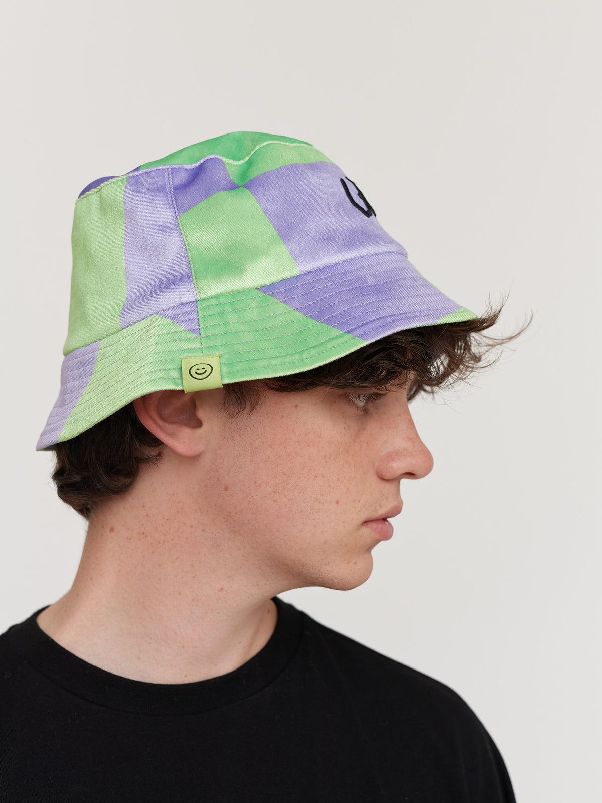 Chequered Velour Bucket Hat