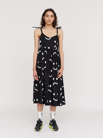 Happy Sad Black Tie Shoulder Dress - PRE-ORDER