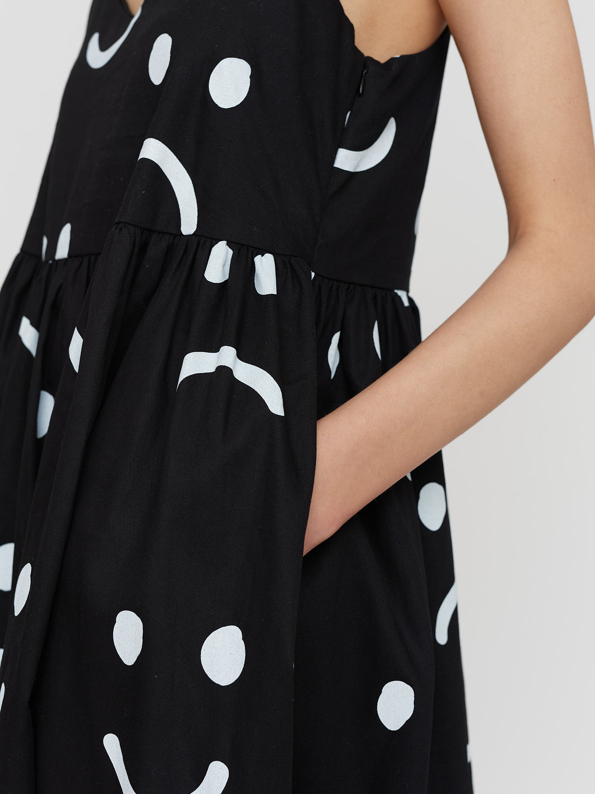 Happy Sad Black Tie Shoulder Dress