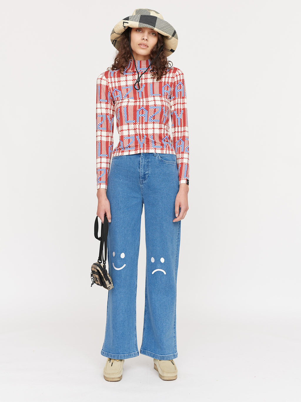 Checked Out High Neck Top – Lazy Oaf