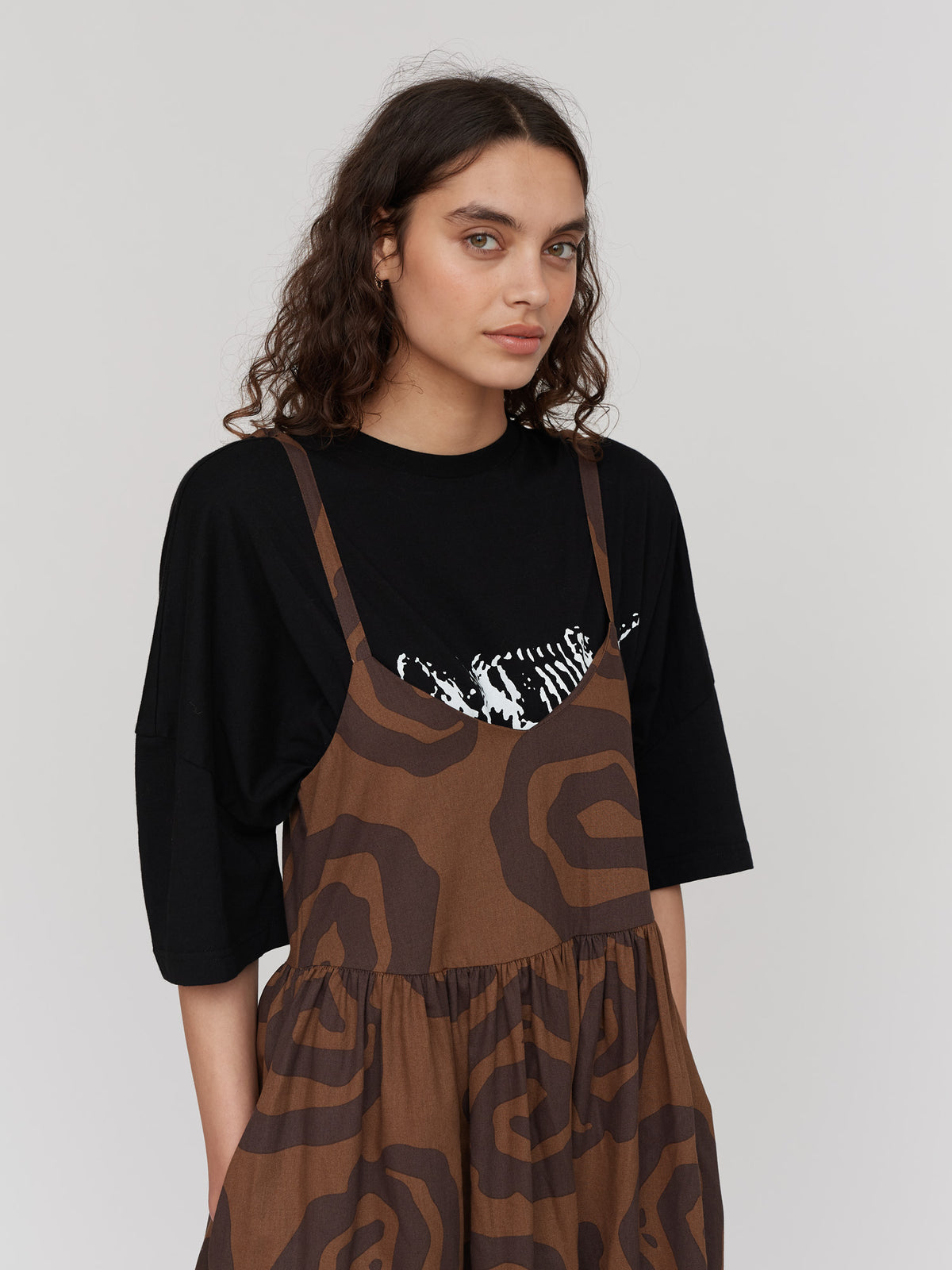 Spiralling Tie Shoulder Dress