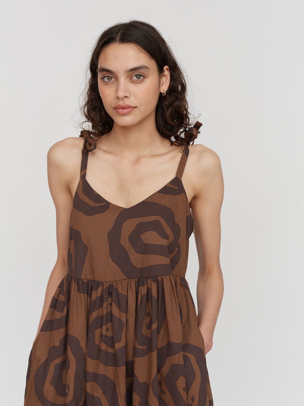 Spiralling Tie Shoulder Dress