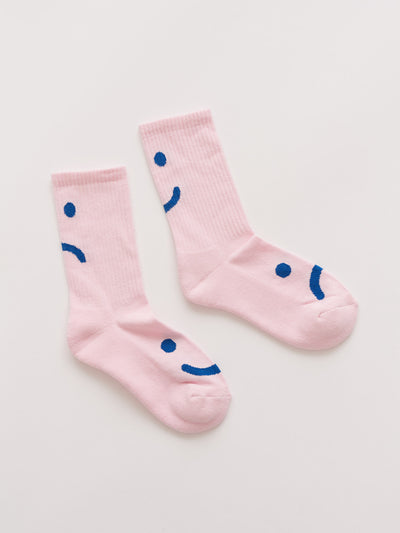 Pink And Navy Happy Sad Socks