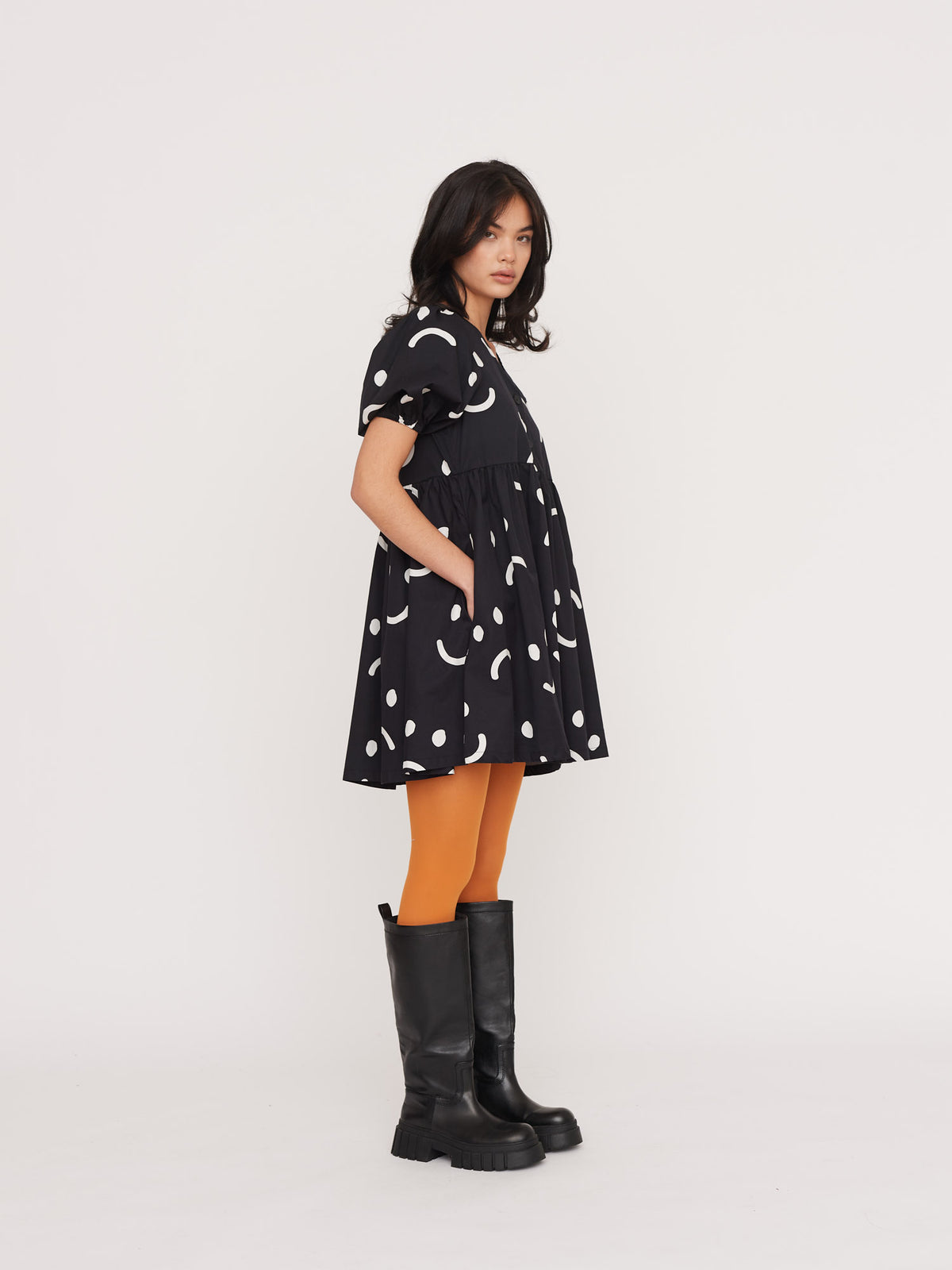 Happy Sad Black Mini Dress