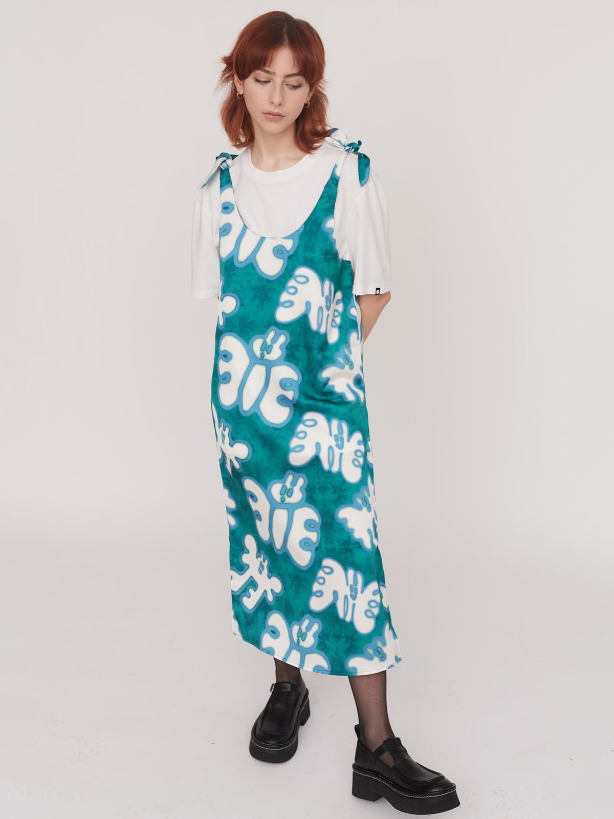 Acid Butterfly Tie Shoulder Dress
