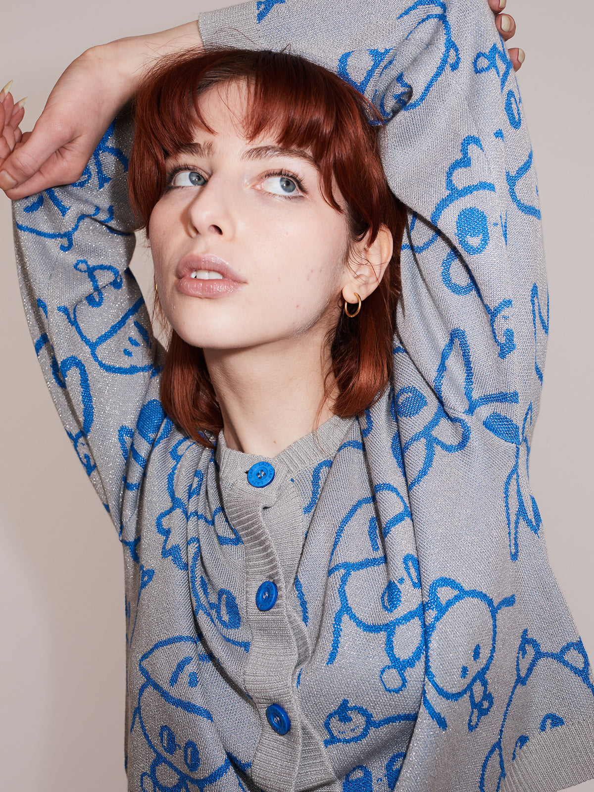 LO x Nhozagri Silver Knitted Cardigan