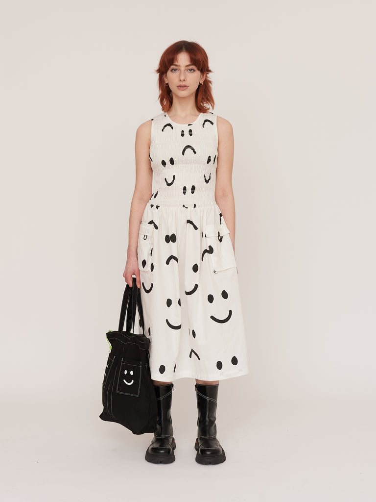 Dress Code Sad Happy Sad Shirred Dress – Lazy Oaf