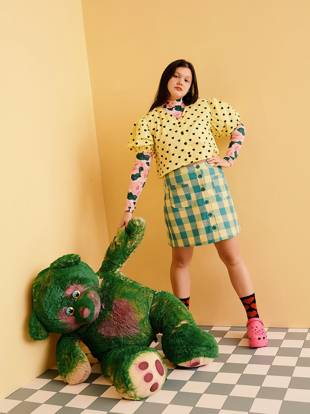 Lazy Oaf Blue and Yellow Gingham Skirt