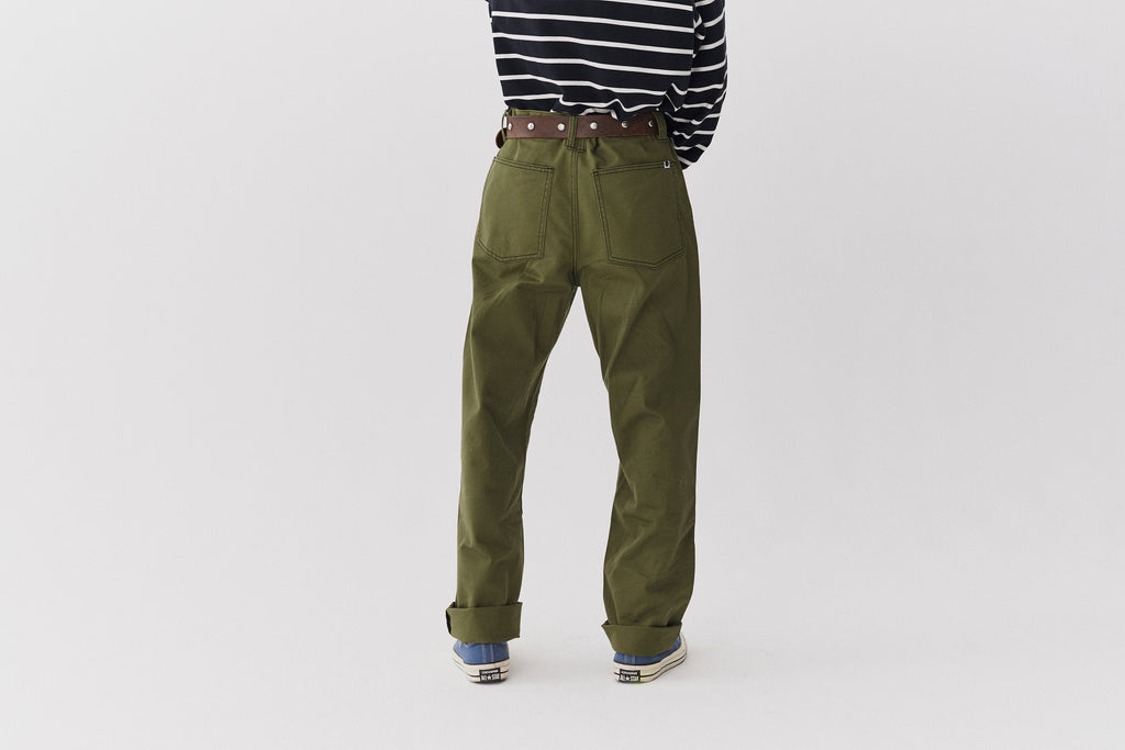 LO Contrast Stitch Khaki Trousers