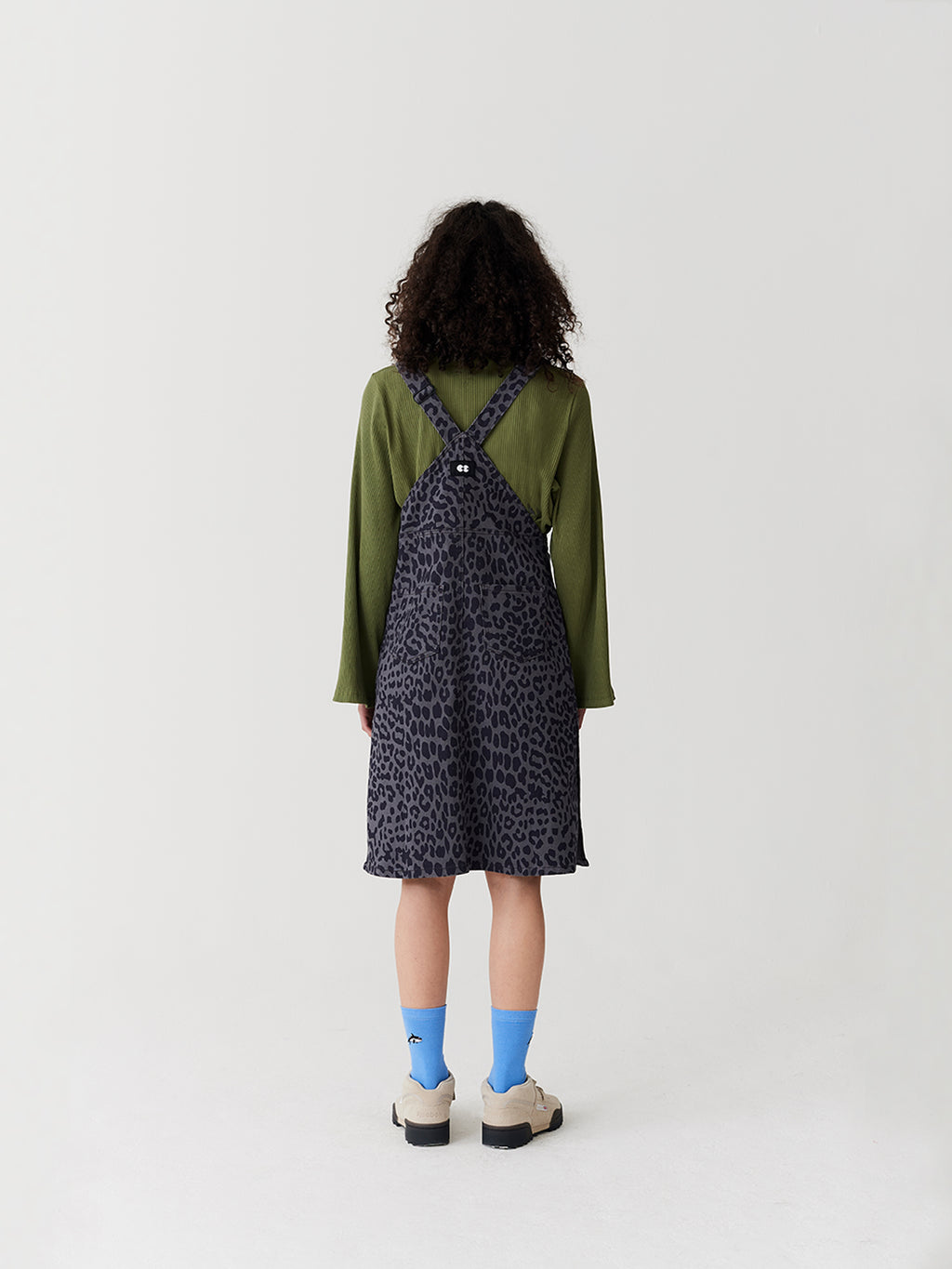 Lazy Oaf Grey Leopard Pinafore Dress