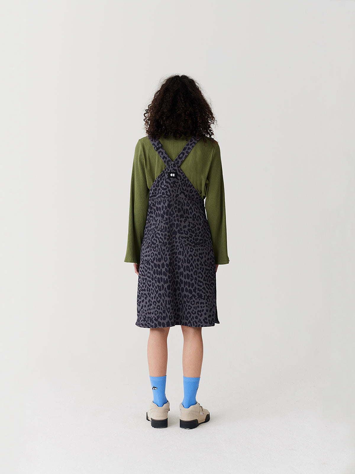Lazy Oaf Grey Leopard Pinafore Dress