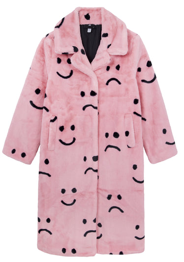 Happy Sad Faux Fur Coat