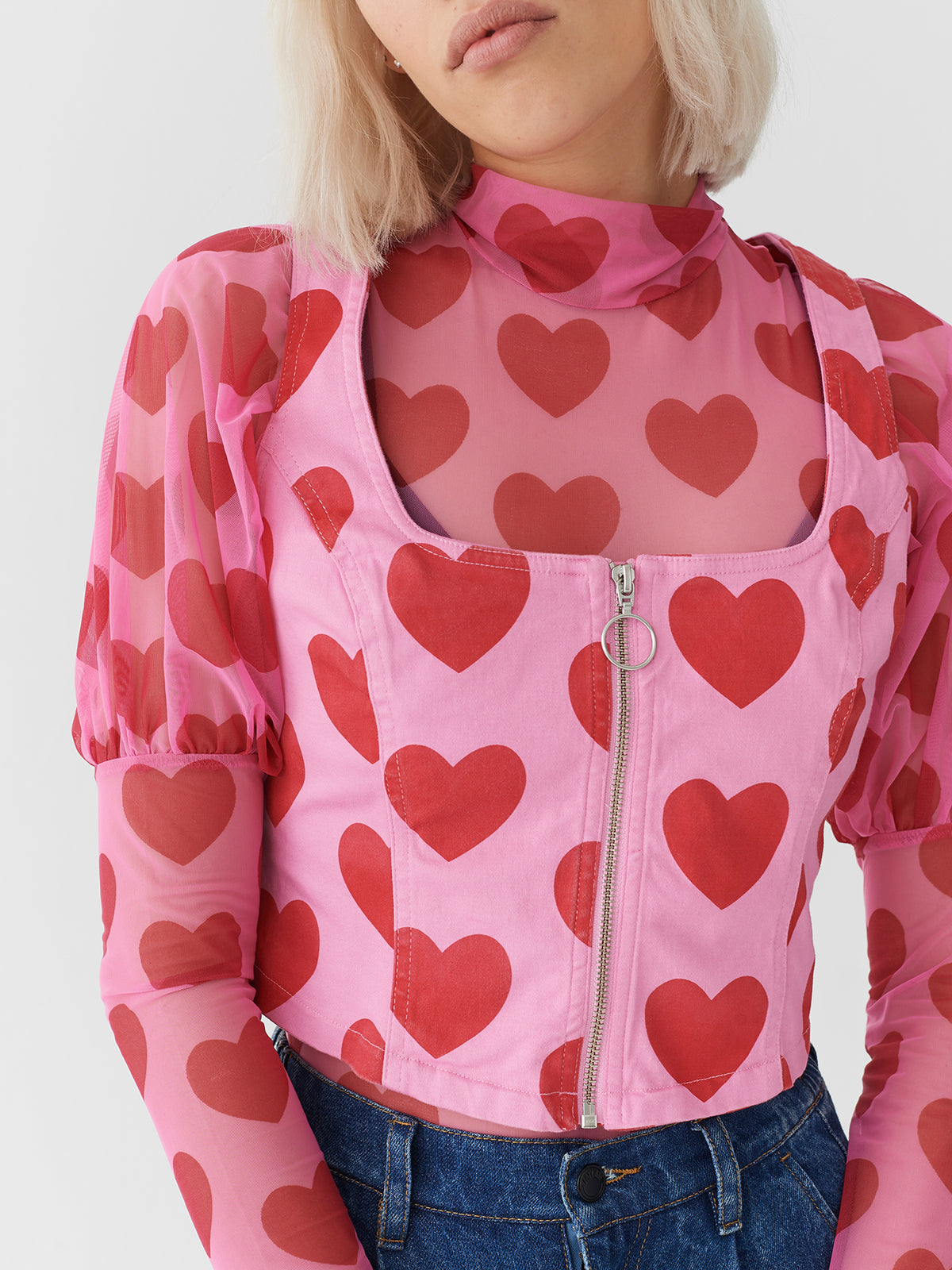 Lazy Oaf I Heart Me Zip Up Corset Top