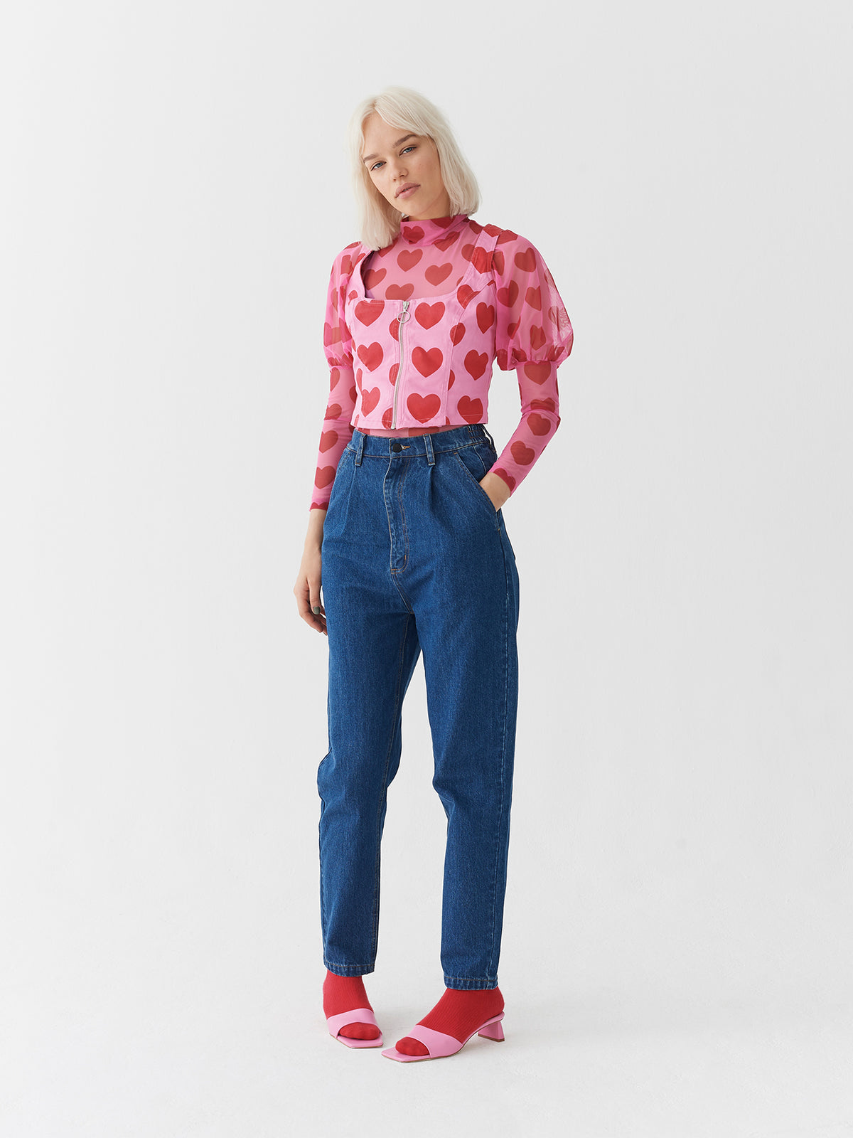 Lazy Oaf I Heart Me Zip Up Corset Top