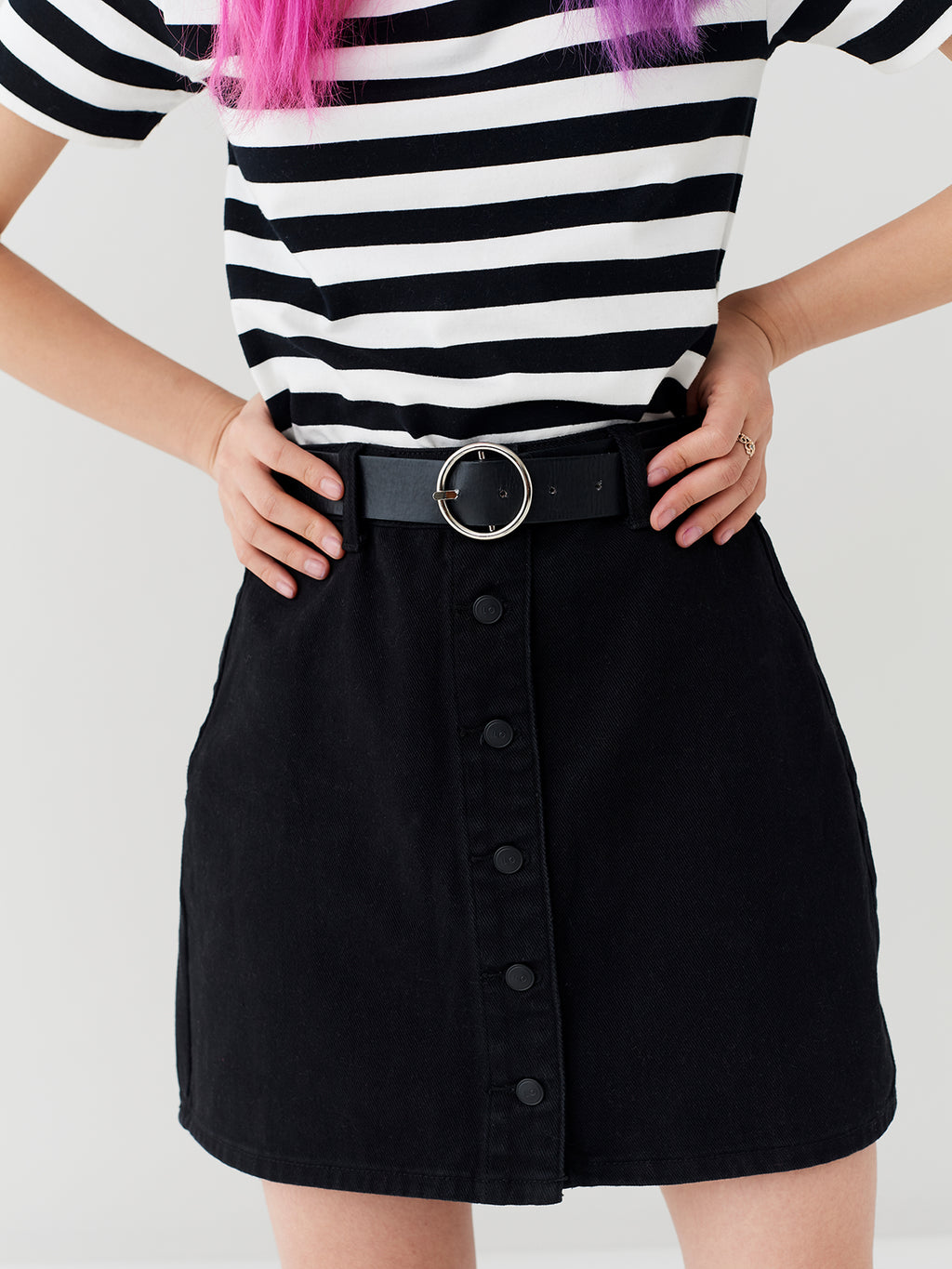 LO Button Through Skirt - Black